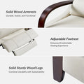 Set of 2 Alex Mid - Century Modern Genuine Leather Manual Recliners with Curved Wooden Arms