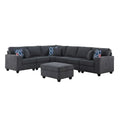 Stone Gray 7-Piece L - Shaped Sectional Sofa Set with Ottoman